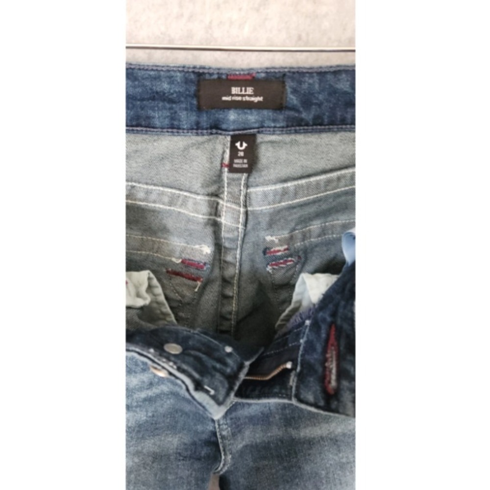 True Religion Billie Mid Rise‎ Straight Super T Flap Jeans Women's Size 28 - Picture 8 of 10